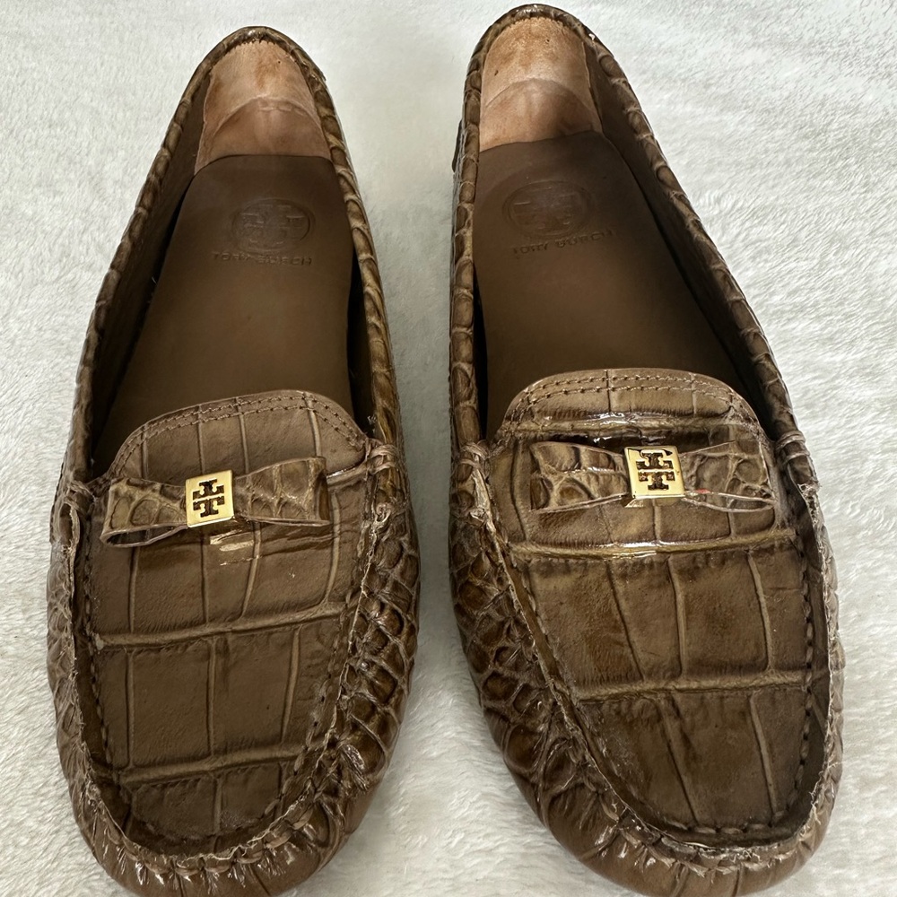 Tory Burch Embossed Leather Loafers